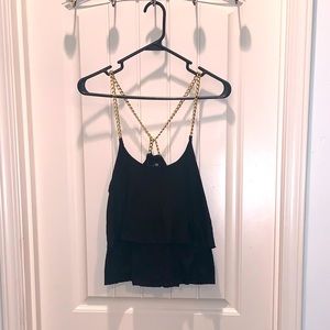 Forever 21 chain strap layered top, size S